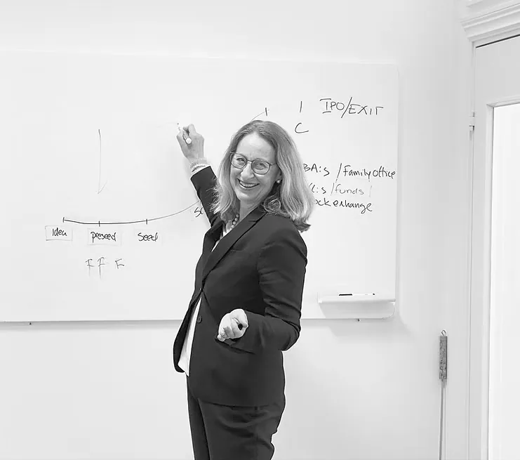 Christine Bjärkby at a whiteboard