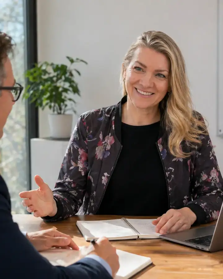 Johanna Langton och Torbjörn Källström i ett utvecklingssamtal